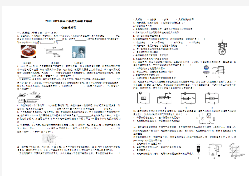 2018-2019九年级物理一模模拟卷