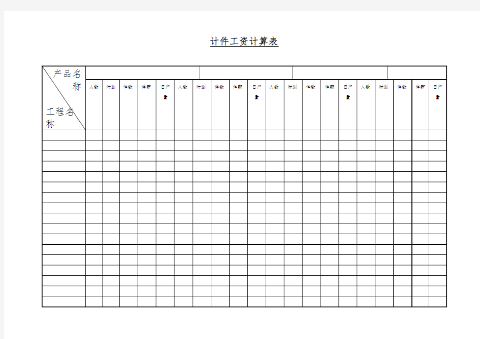 计件工资计算表单