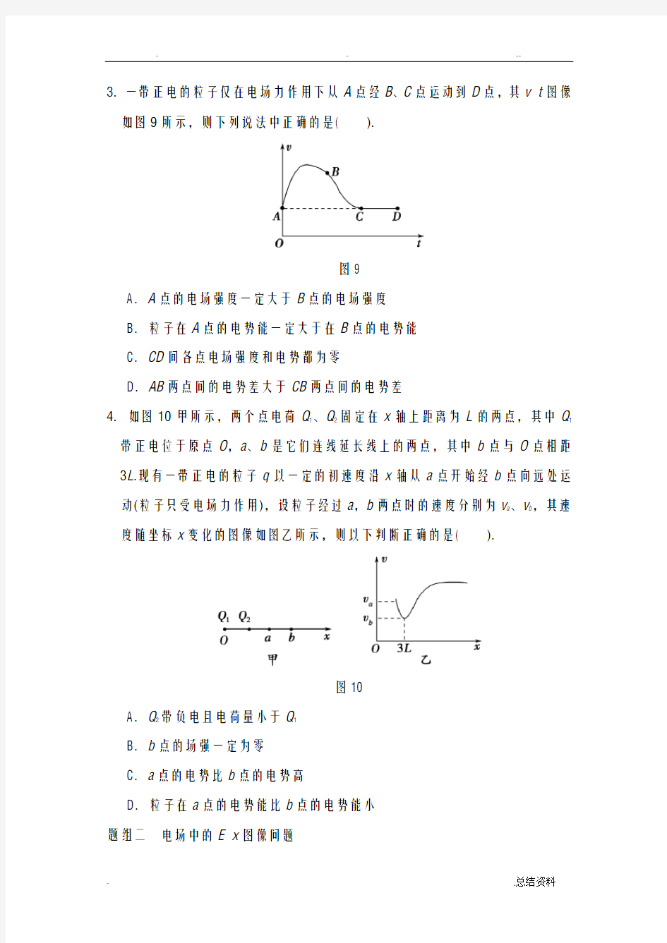 电场中常见图像问题-