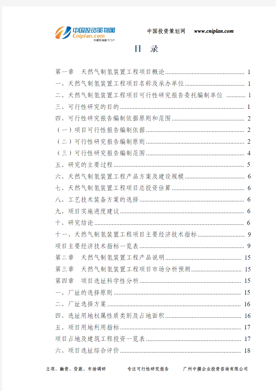 天然气制氢装置工程融资投资立项项目可行性研究报告(非常详细)