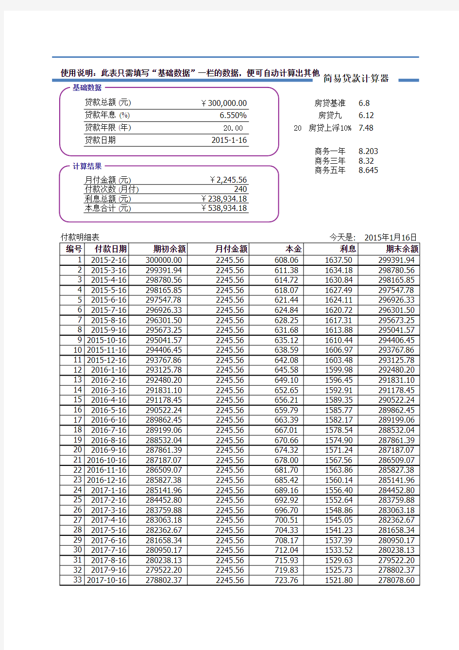 银行贷款专用计算器_各大银行通用版!