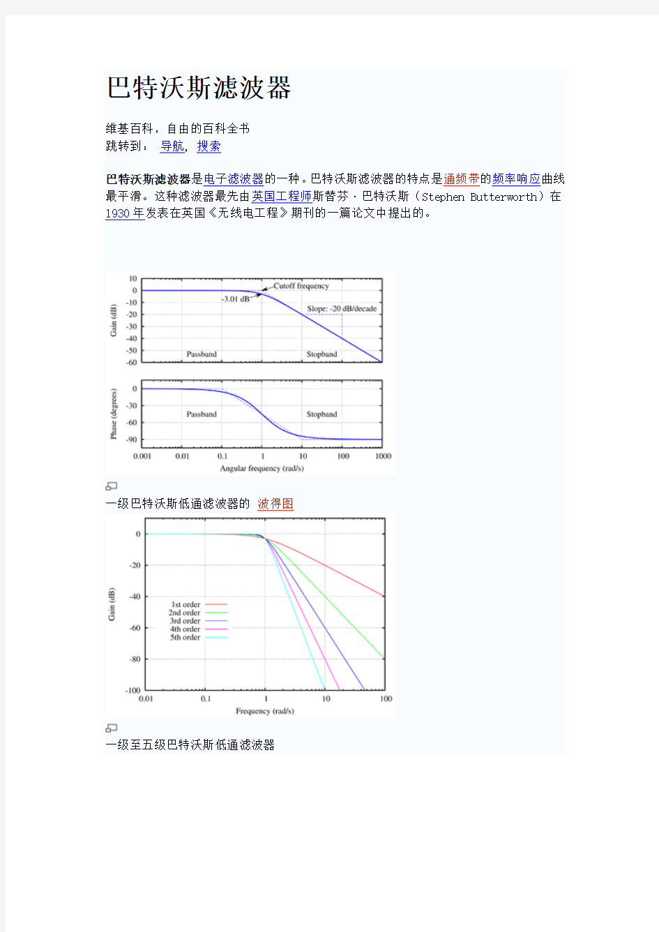 巴特沃斯滤波器(1)