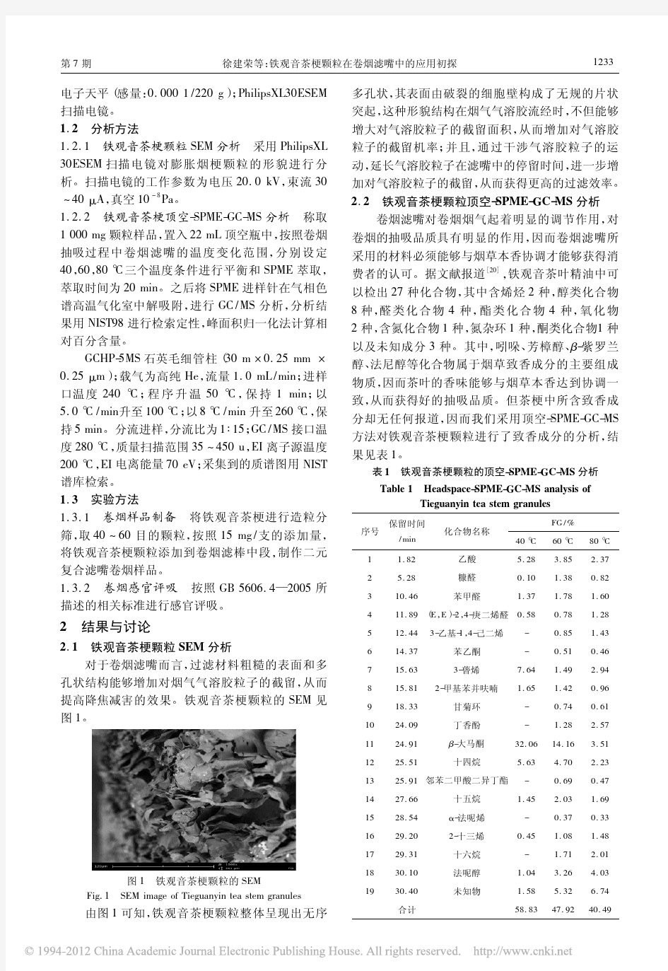 铁观音茶梗颗粒在卷烟滤嘴中的应用初探