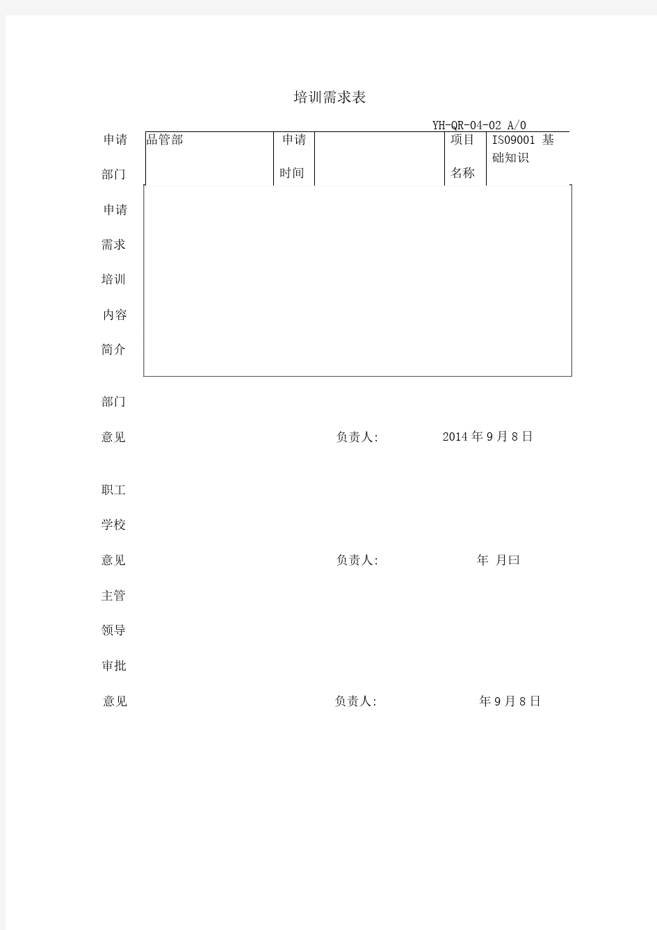 2培训需求表