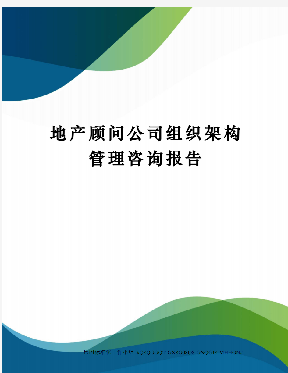 地产顾问公司组织架构管理咨询报告