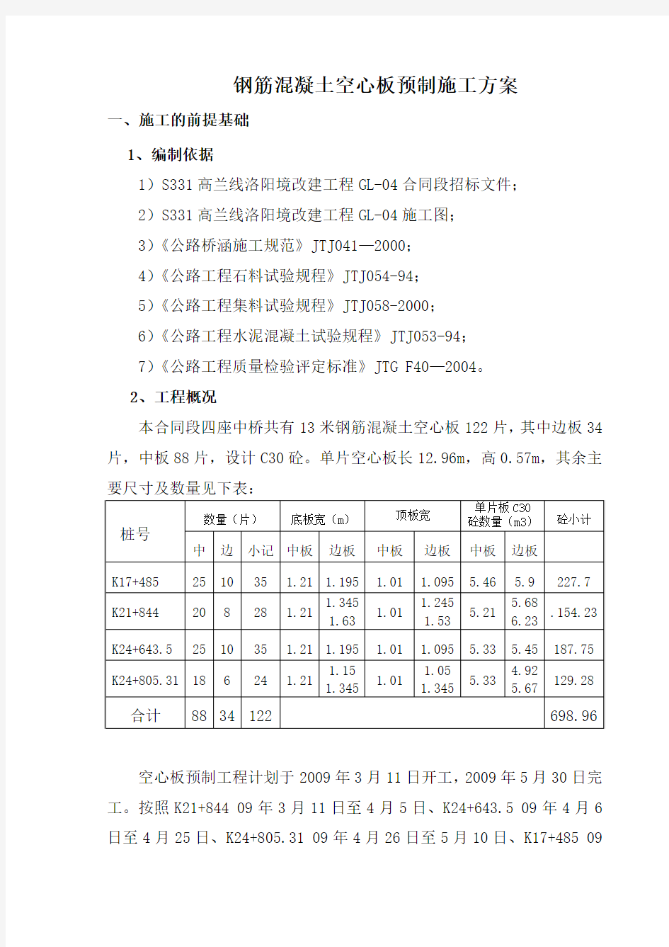 钢筋混凝土空心板预制施工方案ok.