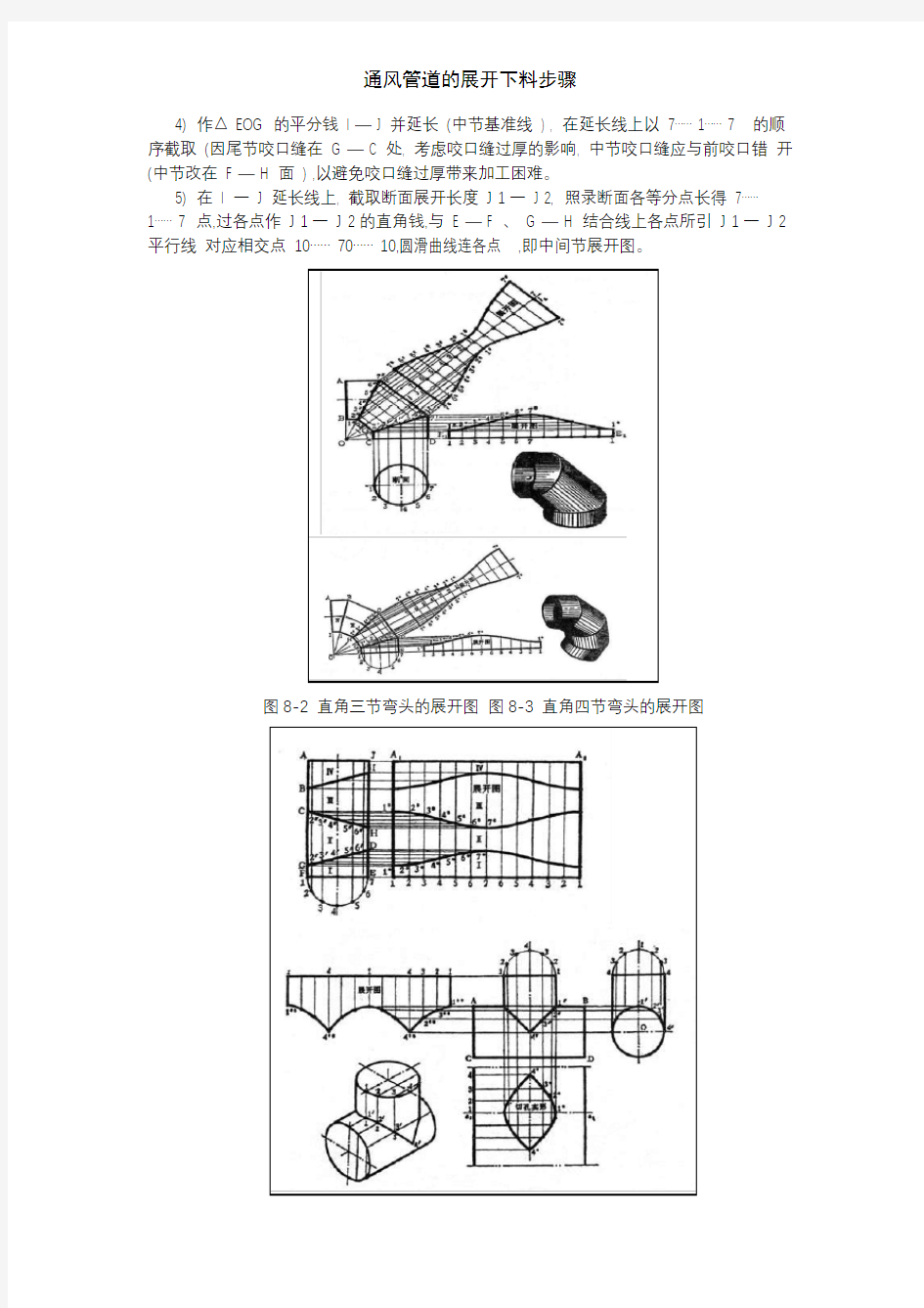 通风管道的展开下料步骤