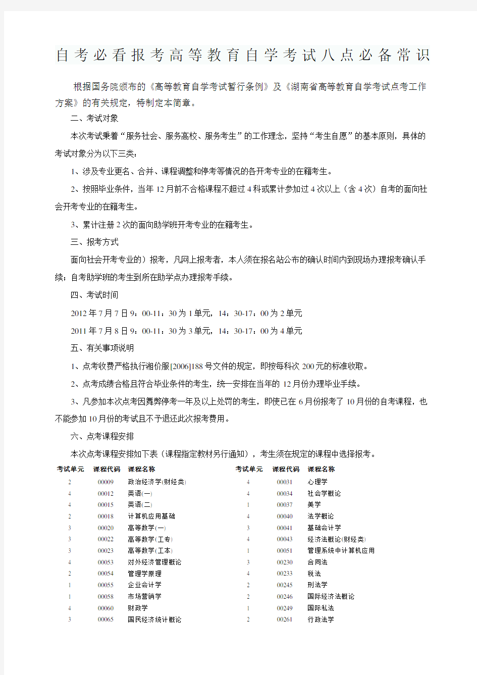 自考必看报考高等教育自学考试八点必备常识