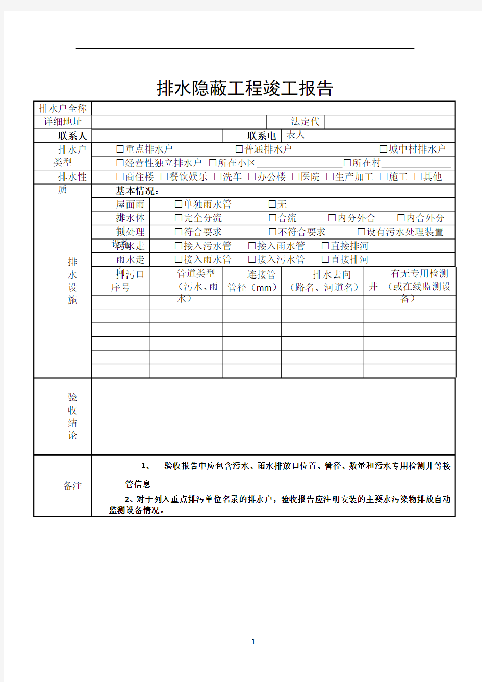 排水隐蔽工程竣工报告 (最新)