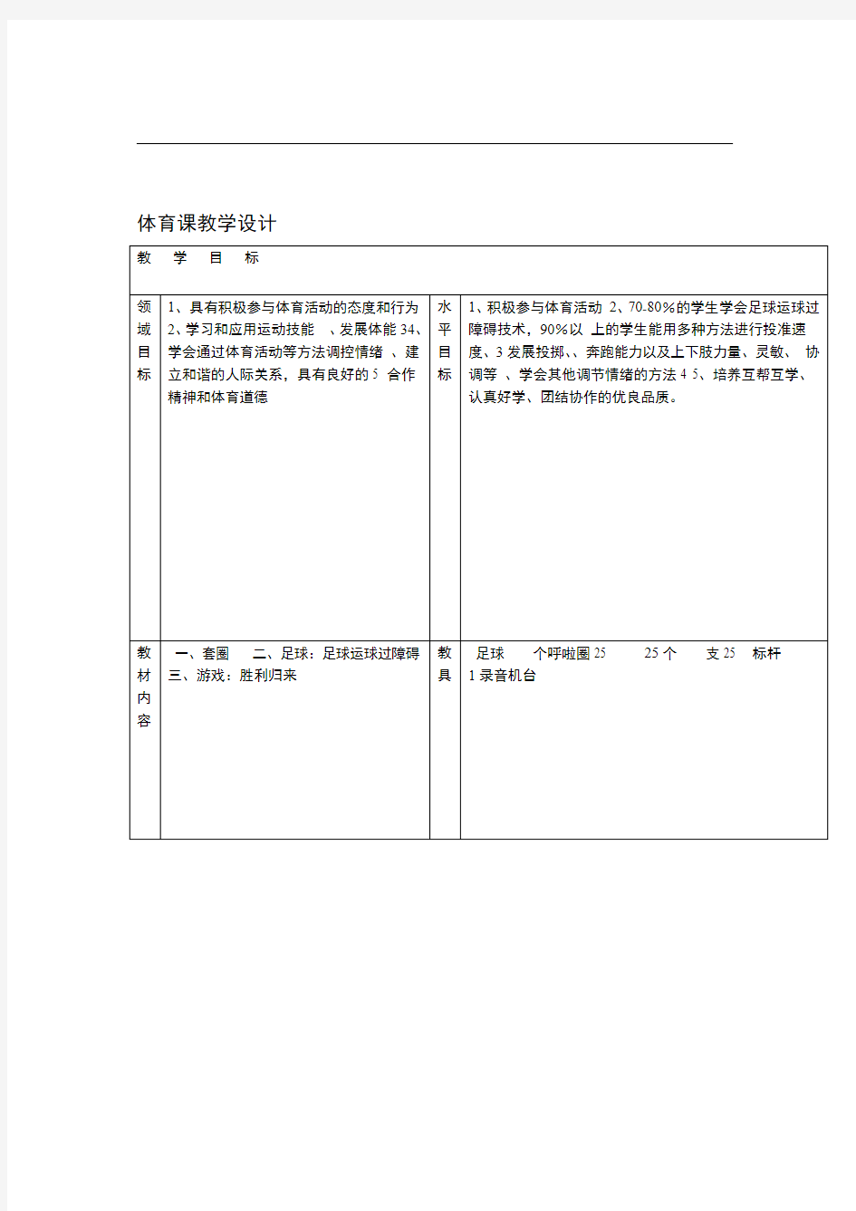 体育教案足球运球 体育优秀教学设计教案实录精选