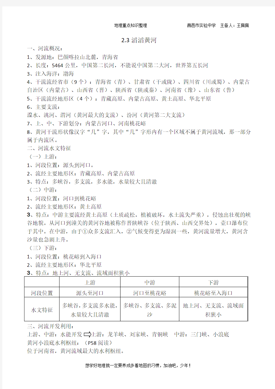 黄河重点知识整理(1)