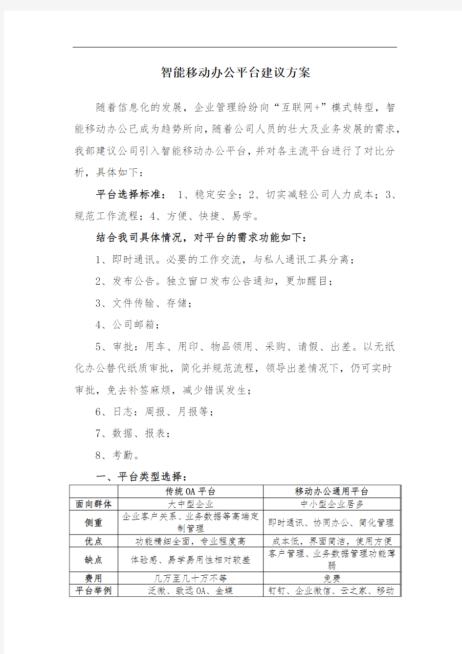 智能移动办公平台建议方案