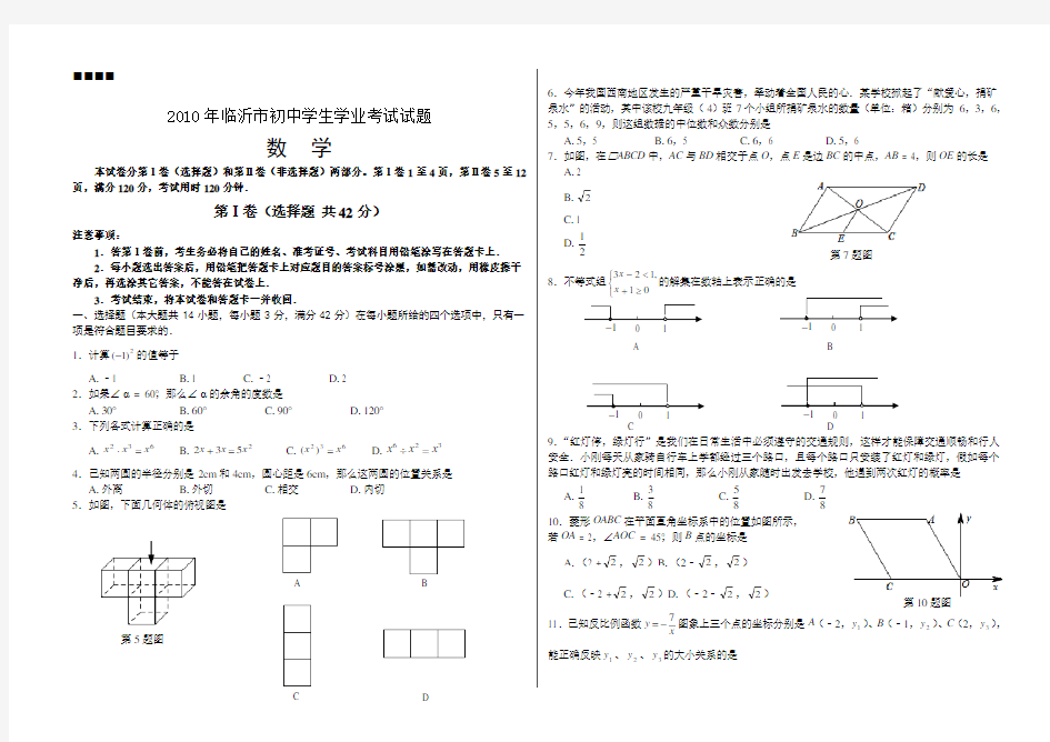 2010年临沂市中考数学试题及答案