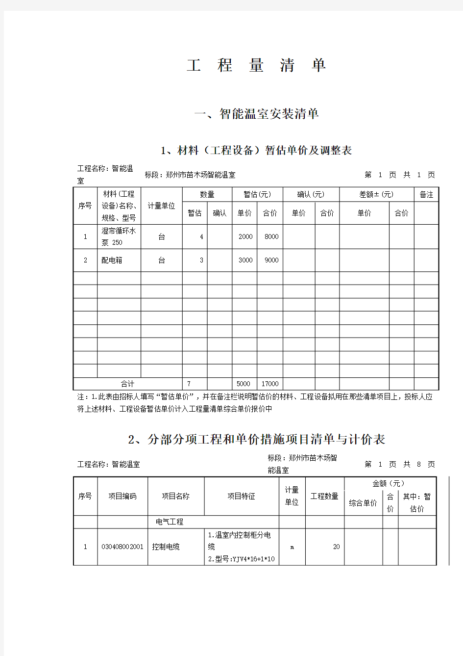 工 程 量 清 单 - 河南招标采购网