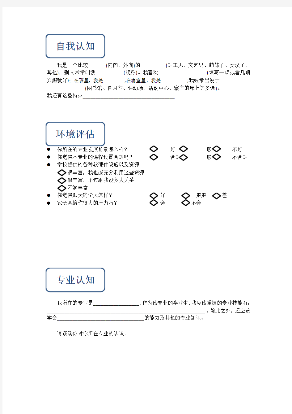 大学生成长手册-自我认知