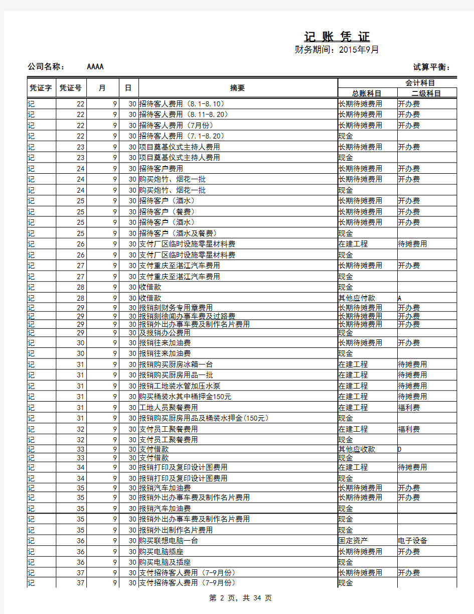 excel会计凭证(自动生成报表、明细账、科目余额表)