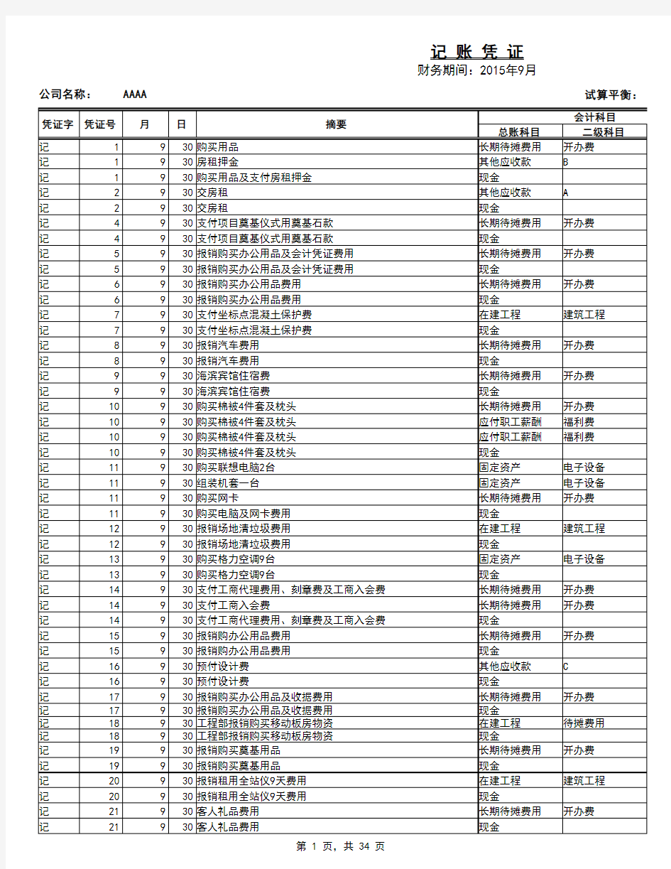 excel会计凭证(自动生成报表、明细账、科目余额表)