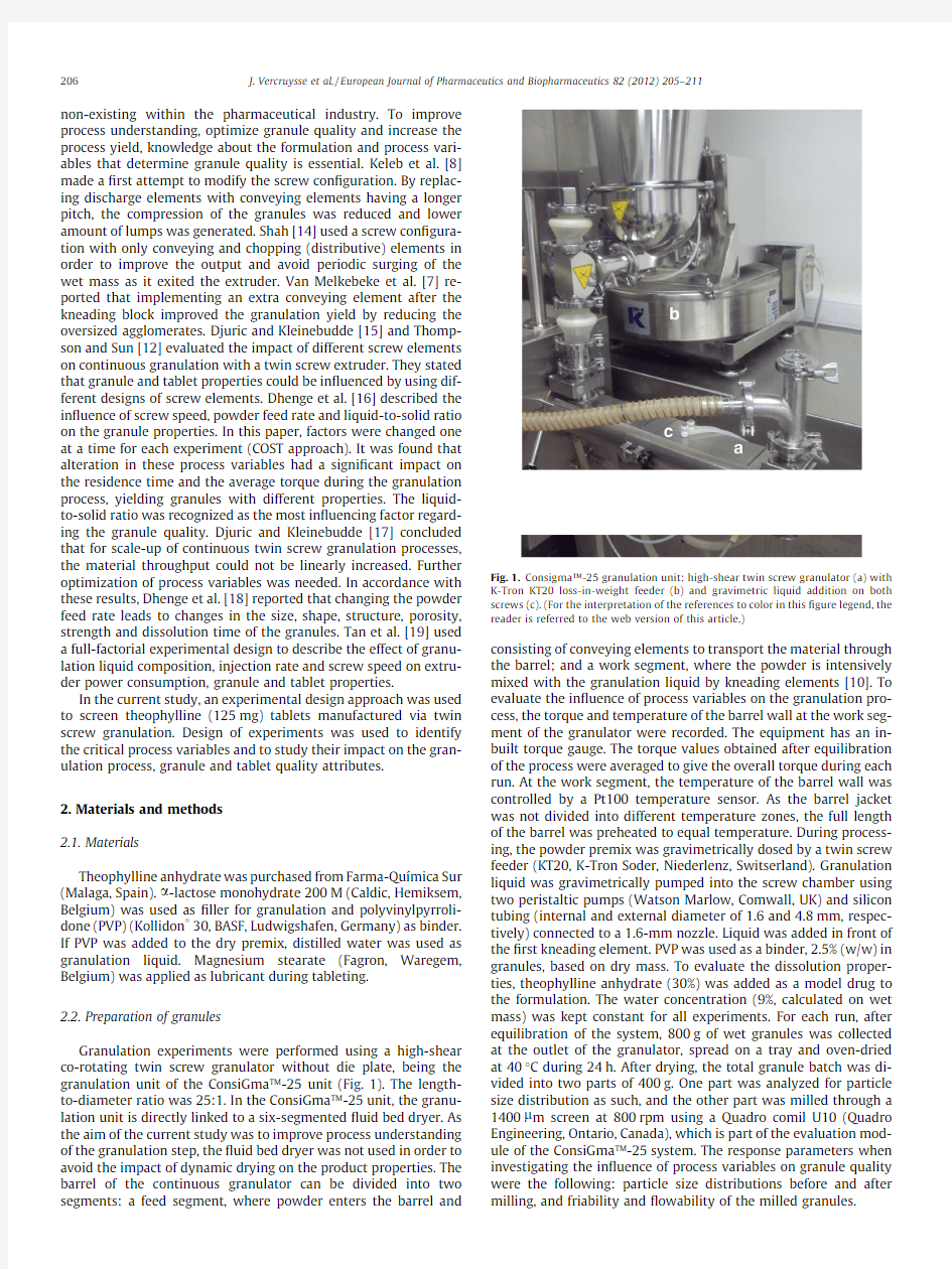 Continuous twin screw granulation Influence of process variables on granule and tablet quality