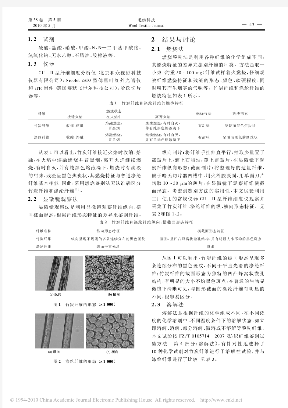 竹炭改性涤纶纤维的定性鉴别