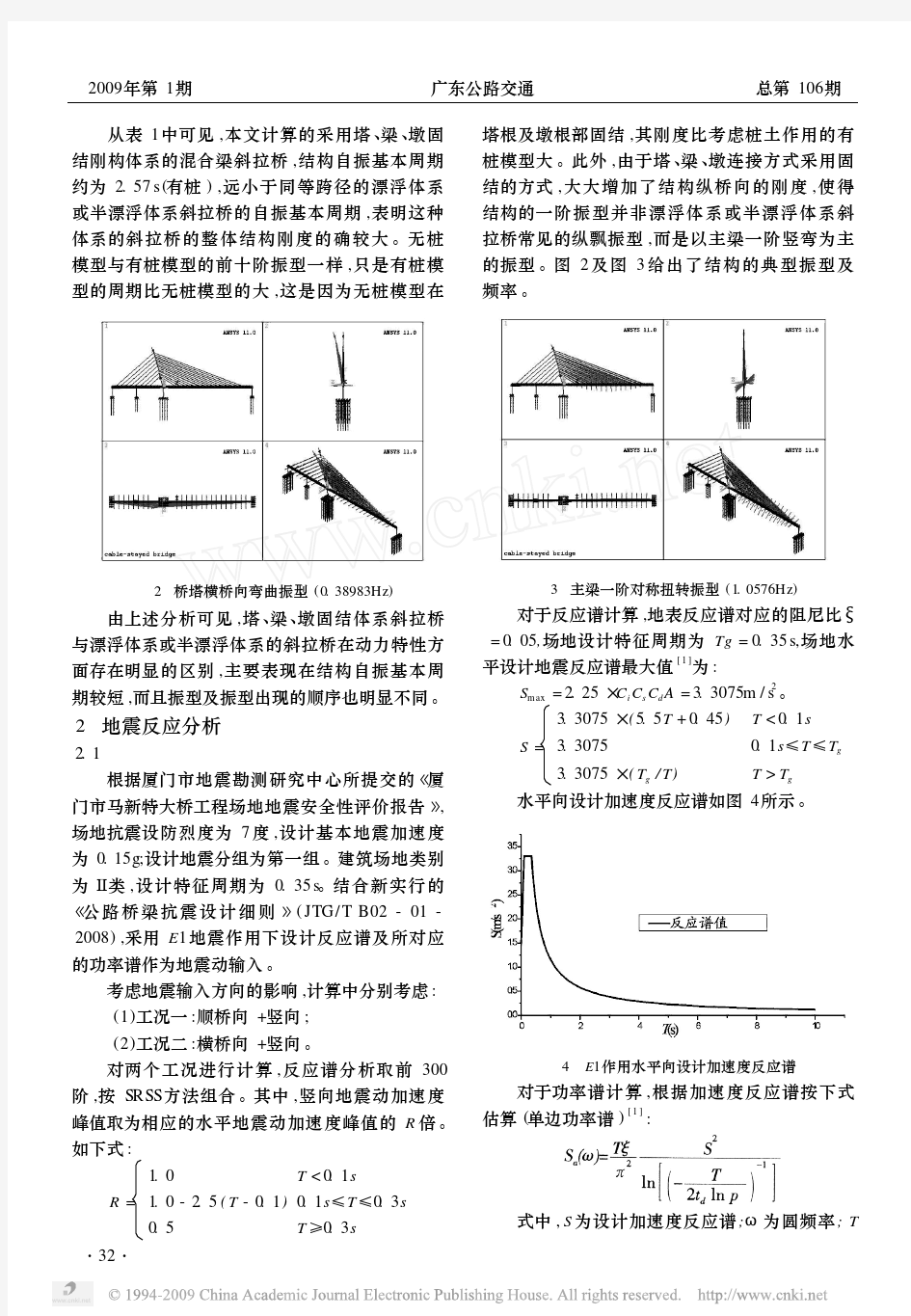 独斜塔斜拉桥抗震的功率谱法与反应谱法分析