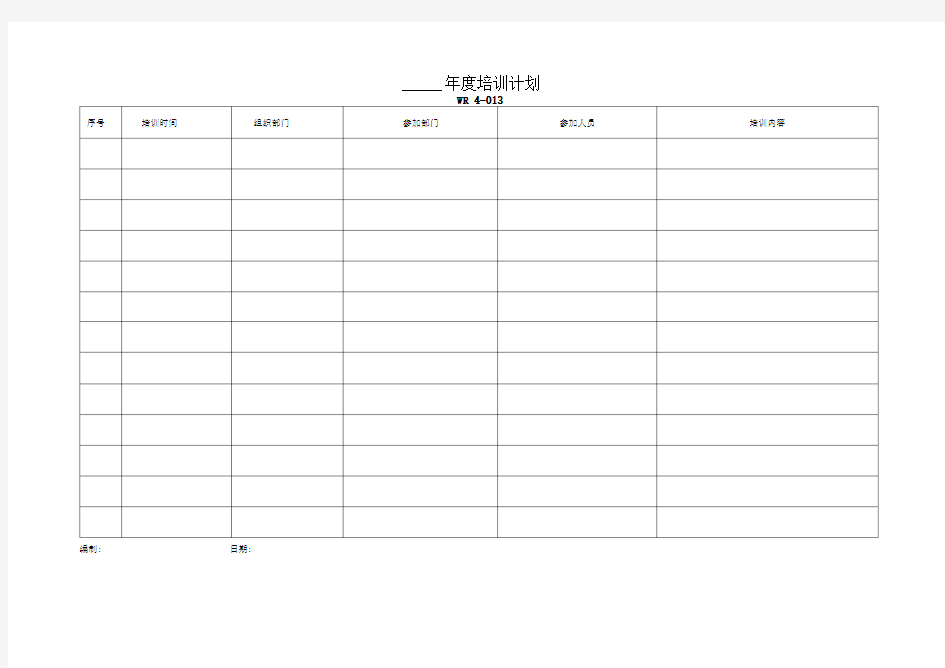 企业年度培训计划表