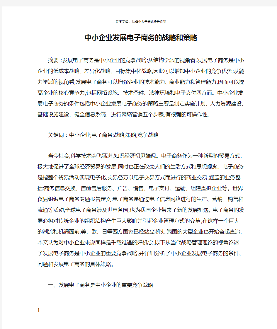 中小企业发展电子商务的战略和策略