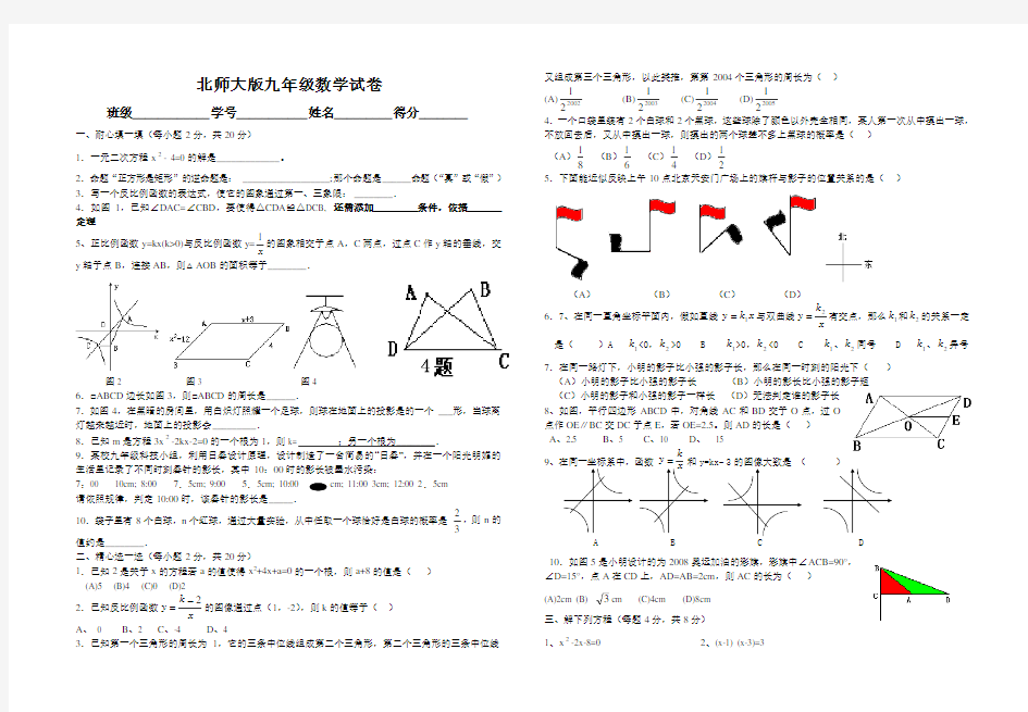 北师大版九年级数学试卷