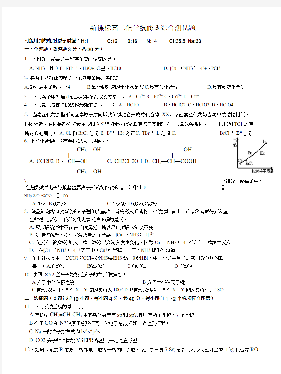 新课标高二化学选修3综合测试题.doc