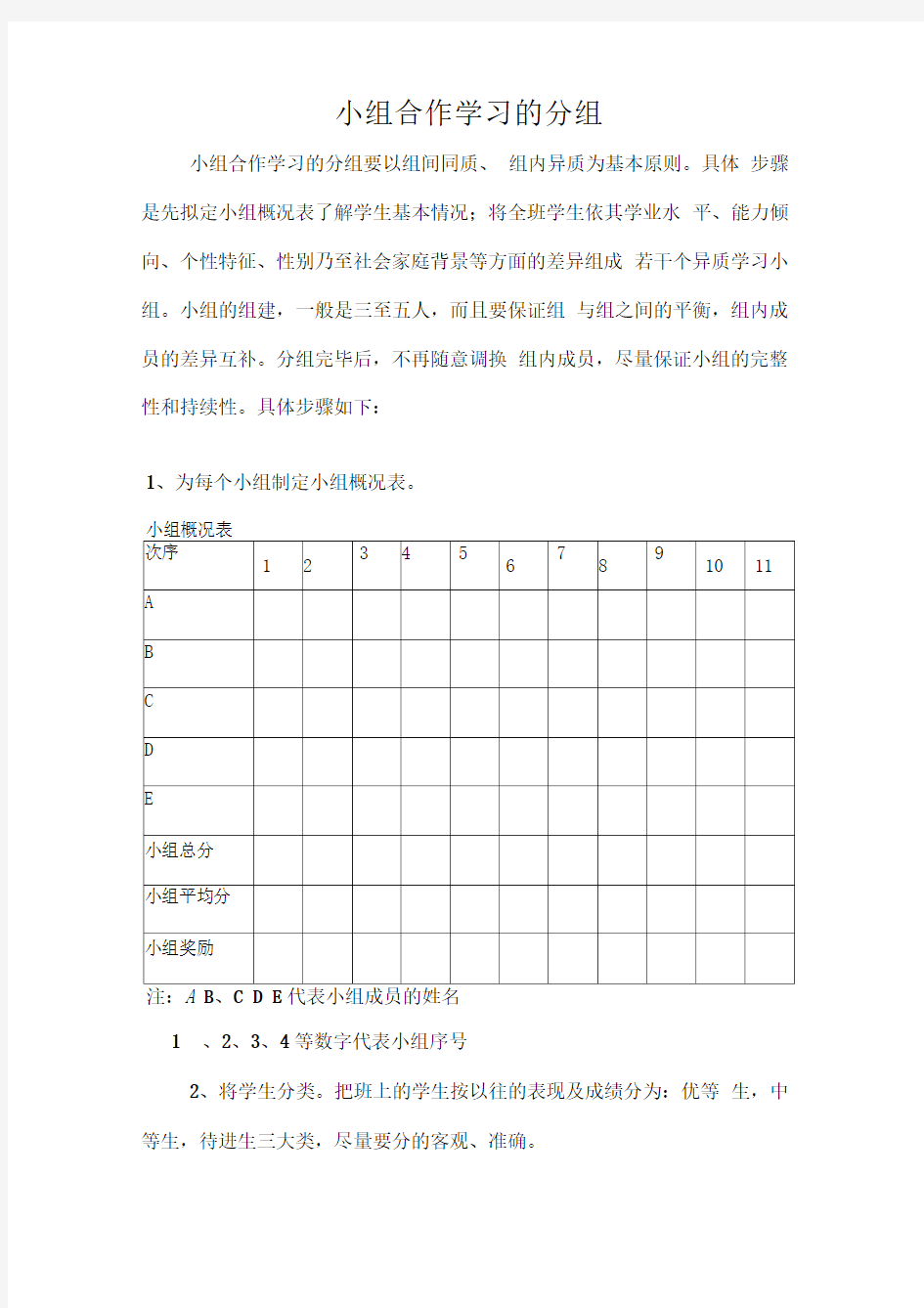 小组合作学习分组依据