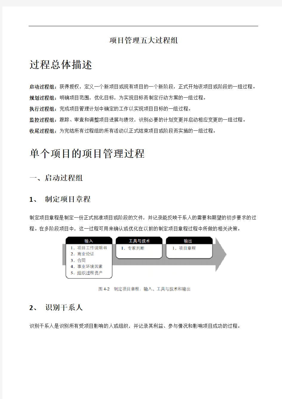 PMP项目管理五大过程组及42个过程输入_输出_工具与技术