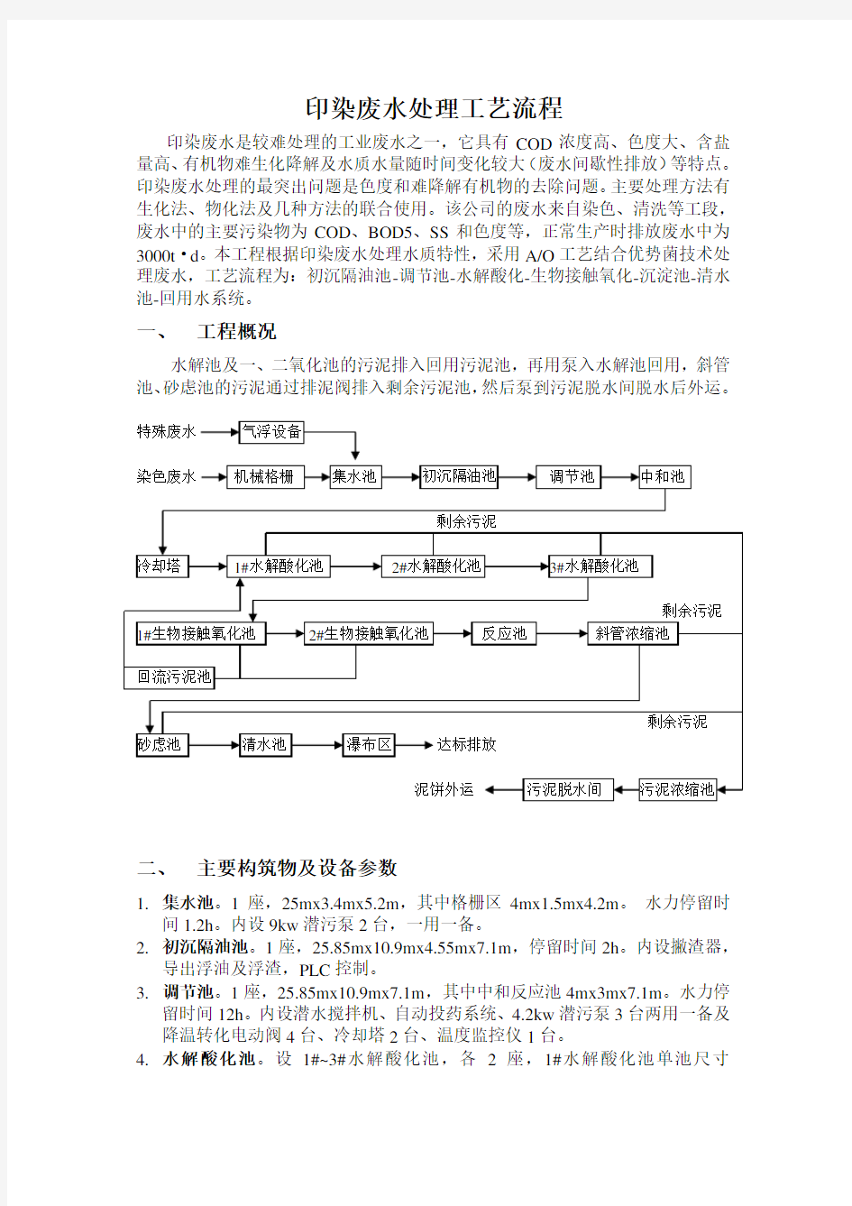 印染废水处理工艺流程