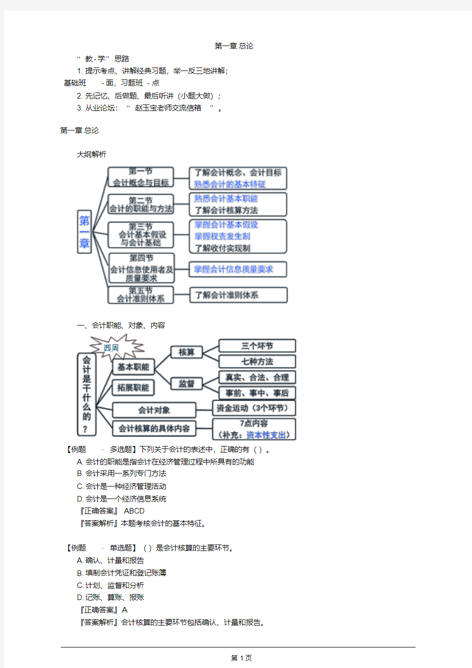 【VIP专享】会计从业资格证习题精讲班第一章总论讲义