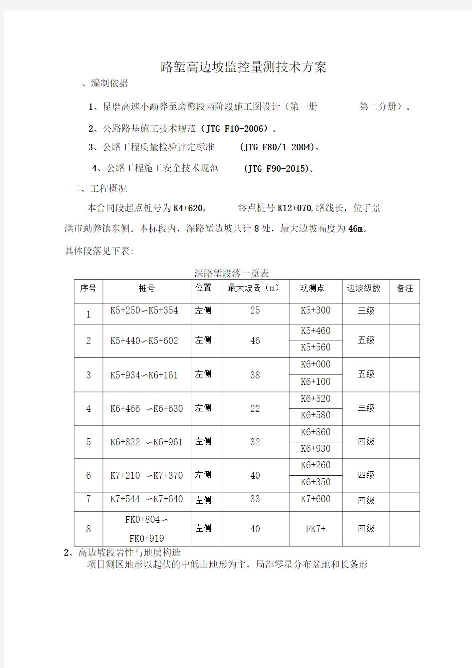 路堑高边坡监测方案