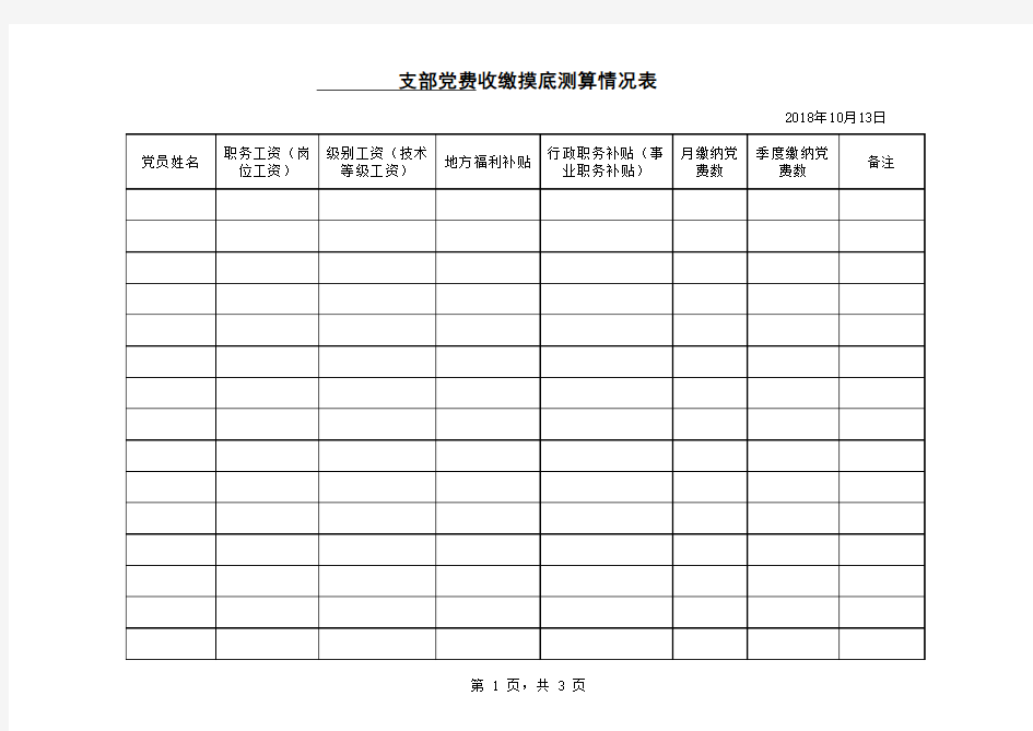 excel党费统计表