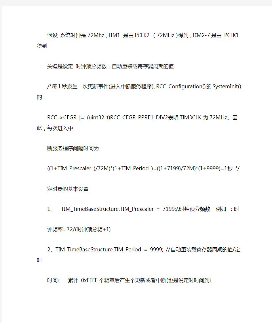 STM32 定时器 定时时间的计算