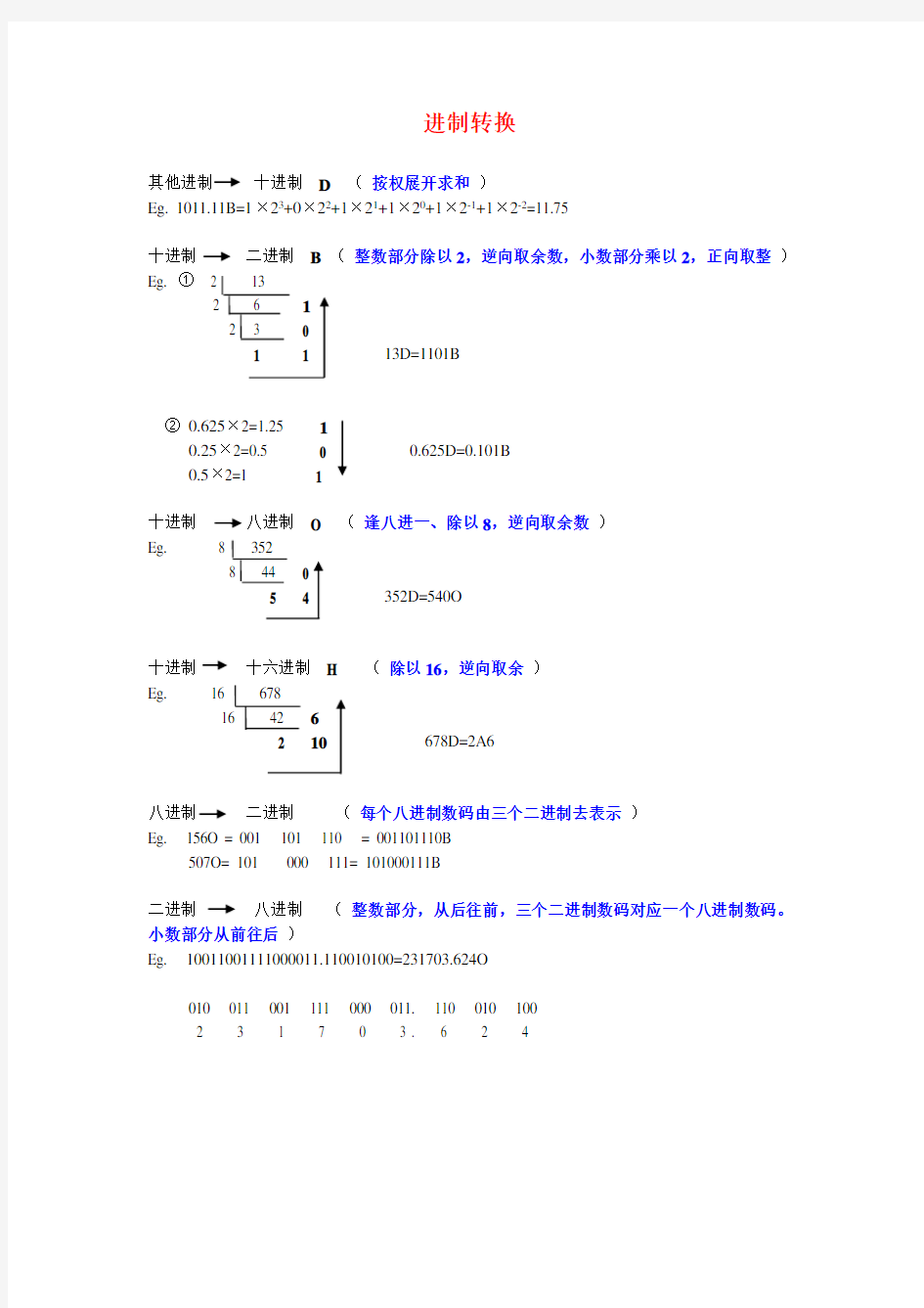 计算机基础进制转换