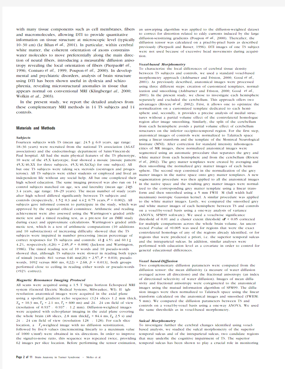 Brain Anatomy in Turner Syndrome Evidence for Impaired Social and Spatial–Numerical Networ