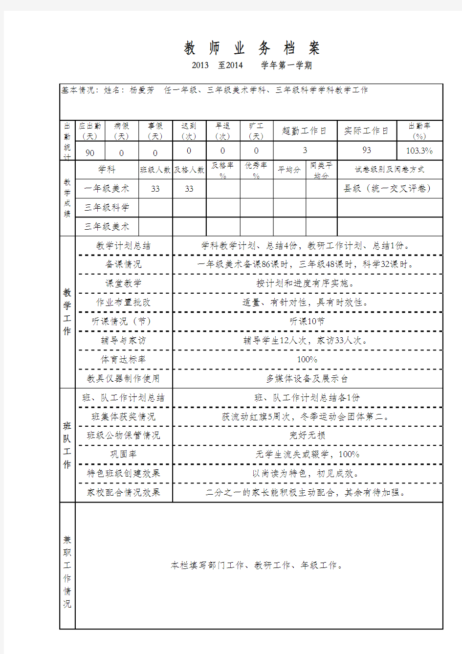 教师业务档案(样表)