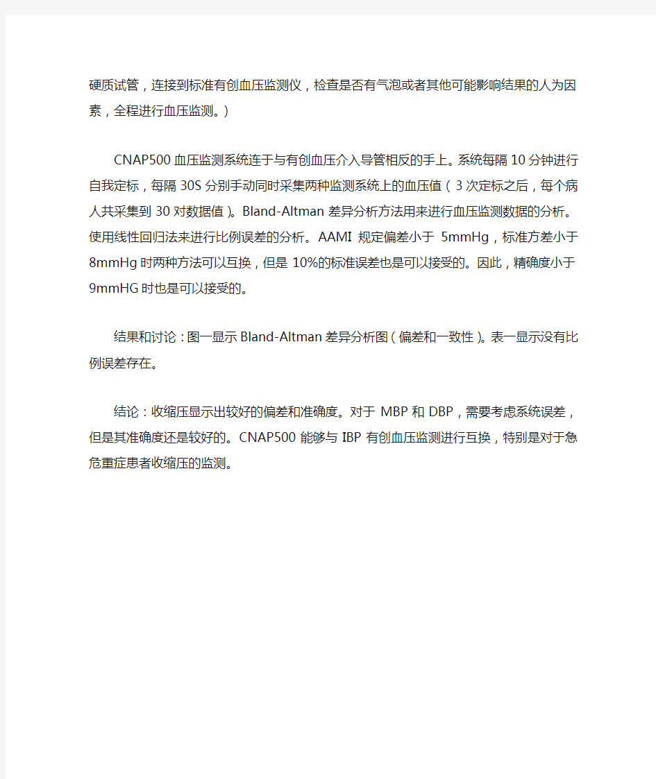 CNAP500连续无创动脉血压监测系统的临床验证