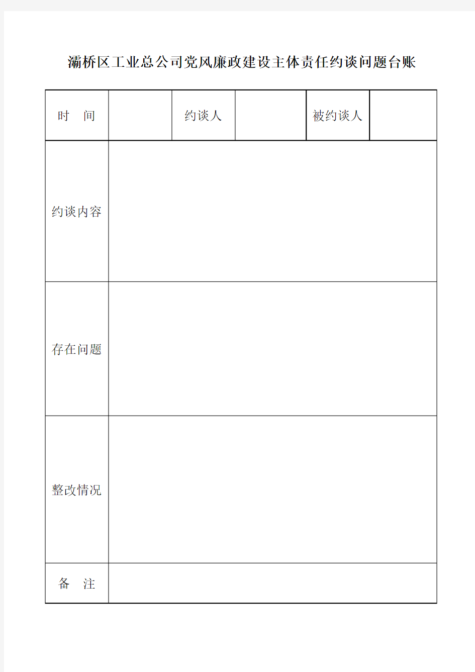 落实主体责任约谈记录台账