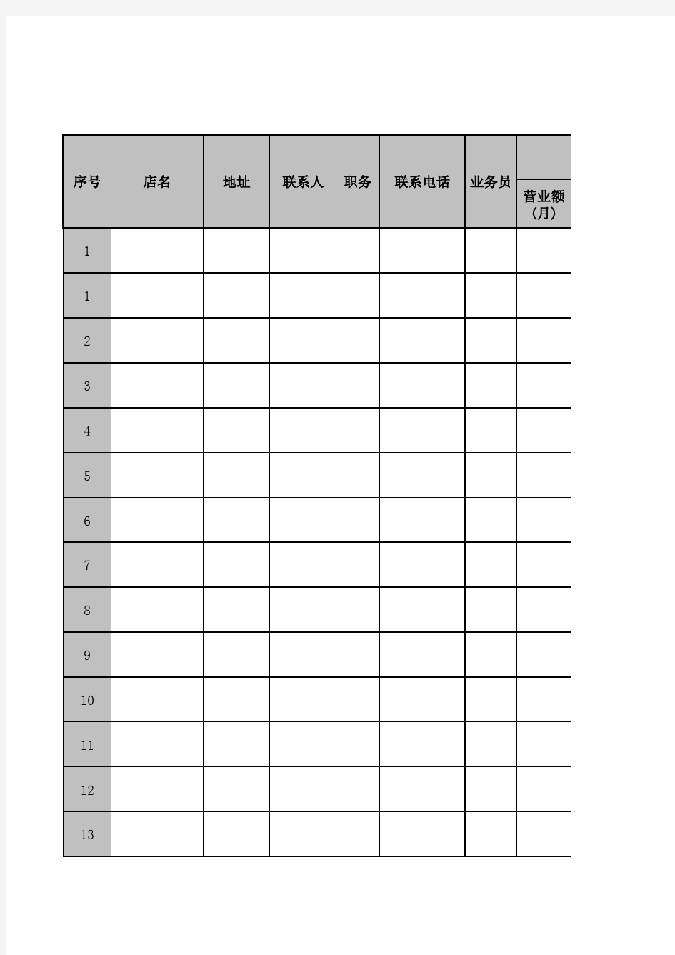 客户信息汇总表(存档)