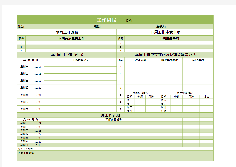 工作总结数据分析表excel(工作周报)