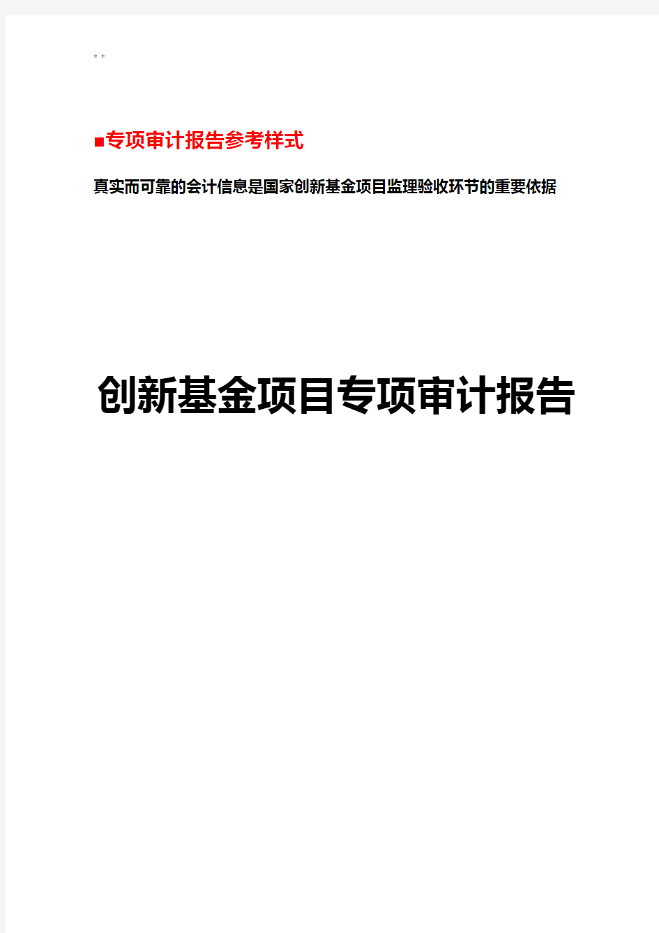 专项审计报告参备考资料样式