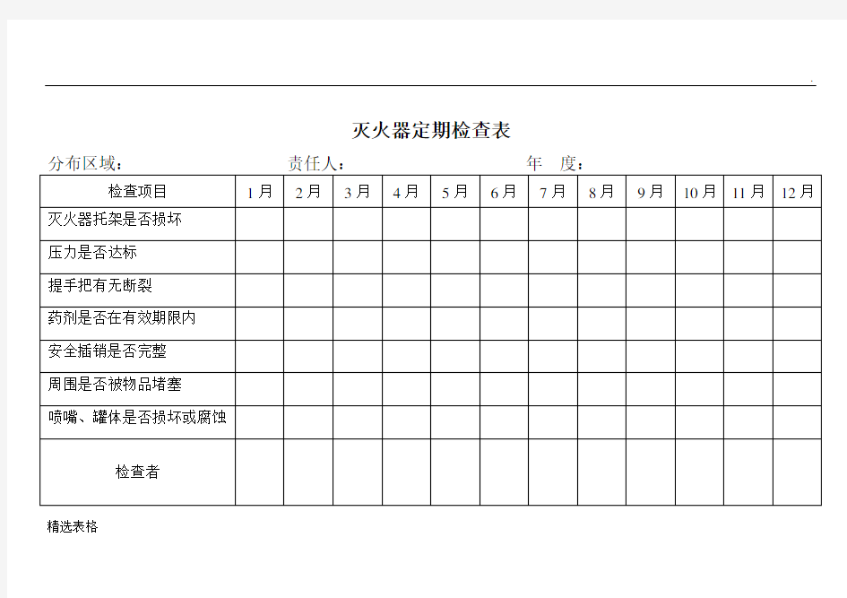 灭火器最新版消防栓检查表