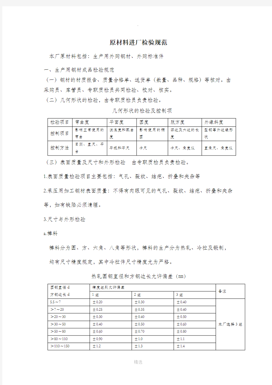 钢材进厂检验规范