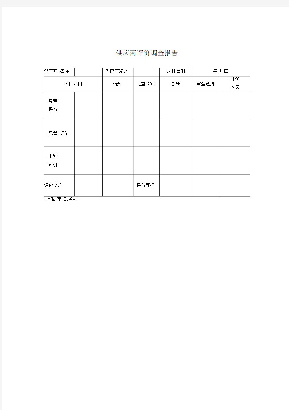 供应商评价调查报告