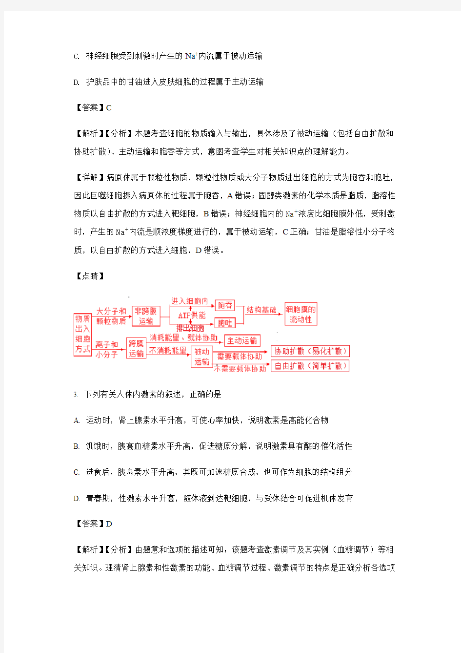 2018年全国二卷-生物带解析