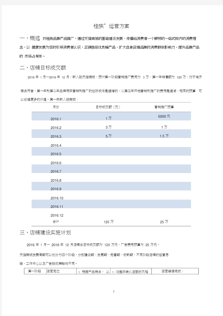 天猫店铺品牌运营方案