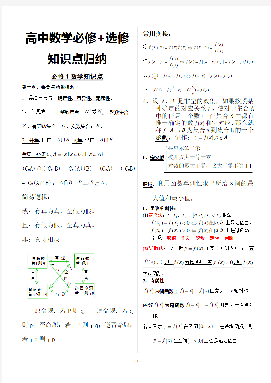 高考数学知识点归纳总结