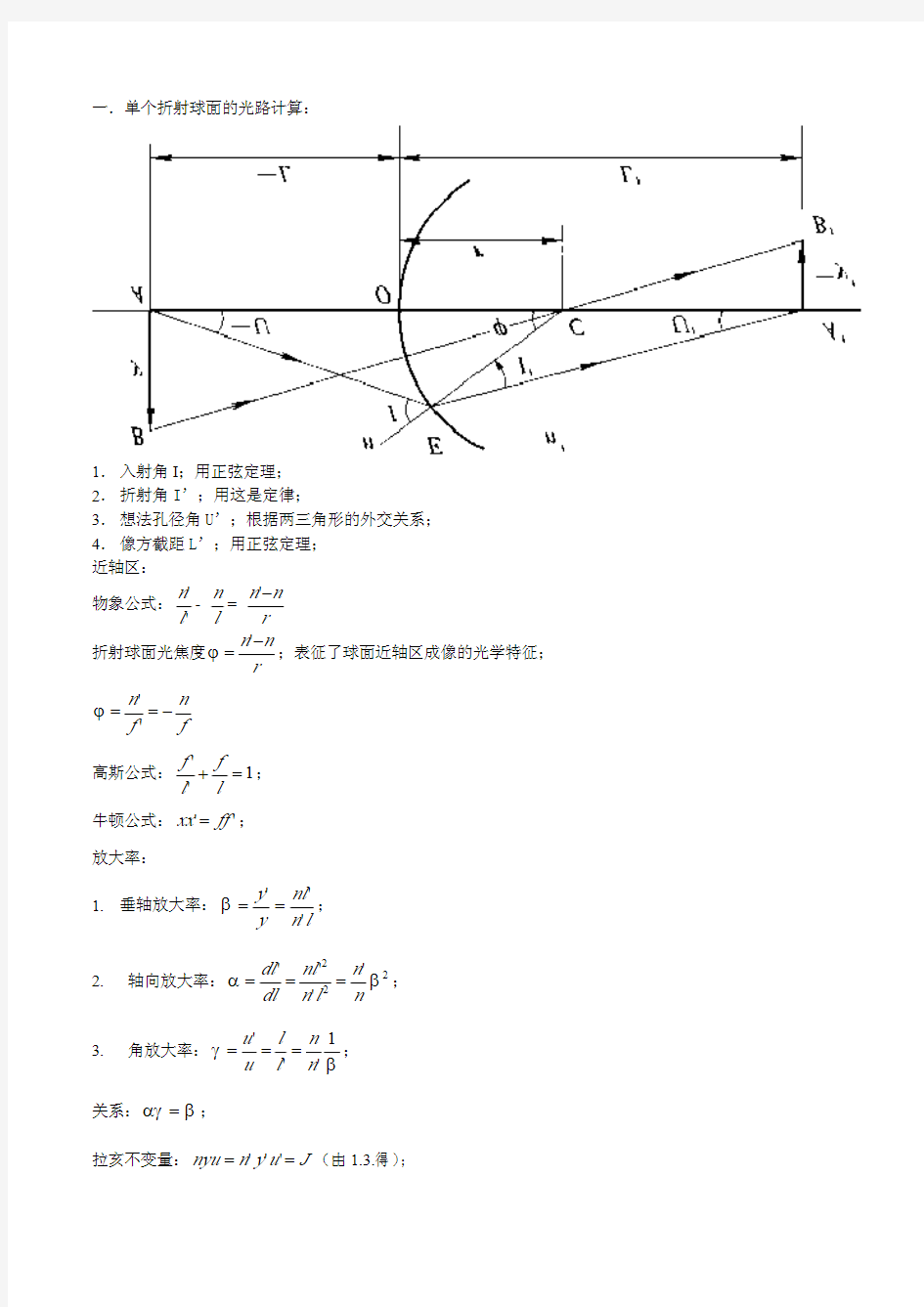 几何光学公式